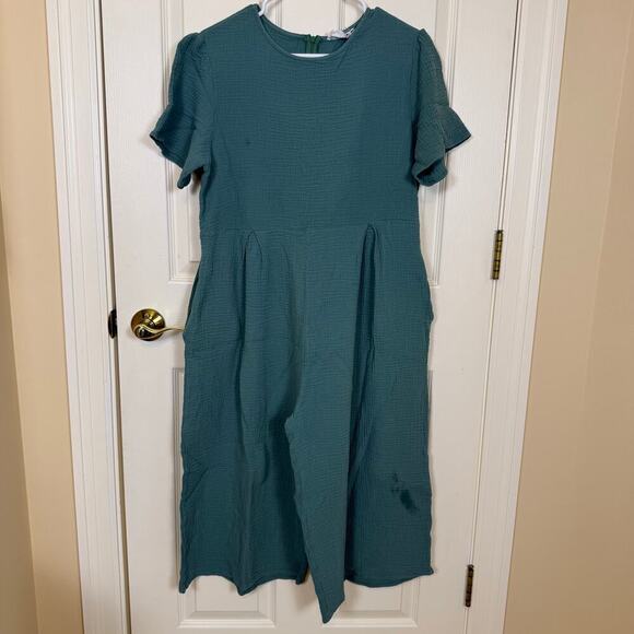 Bucket List Romper Green 100% Cotton One Size *Stained* Project Piece - Picture 5 of 7